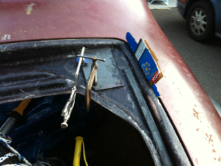 trunk lid clamped to mark hinges - 2